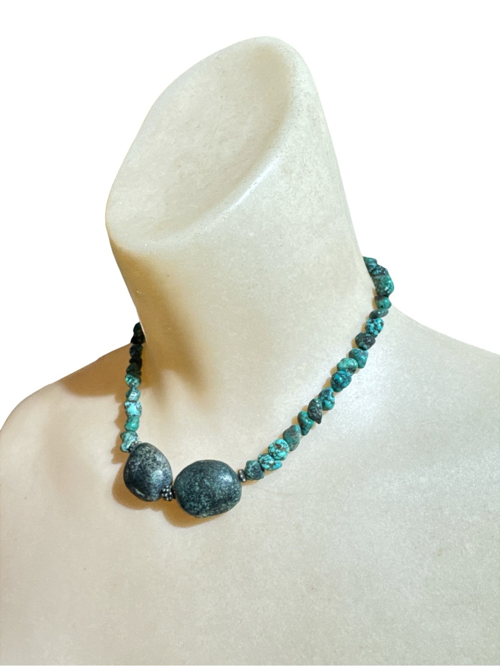 Vintage Chunky Tibetan Turquoise Choker Necklace Chunky Turquoise Choker 15.5”